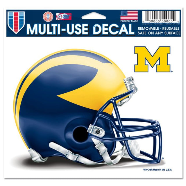 Michigan Wolverines Helmet Multi-Use Decal -Clear Bckrgd 5" x 6"