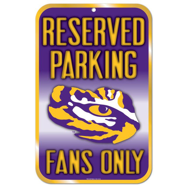 Letrero de plástico de estacionamiento reservado de LSU Tigers de 11" x 17"