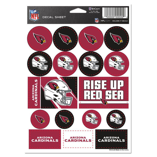 Hoja de calcomanías de vinilo de 5 x 7 de los Arizona Cardinals