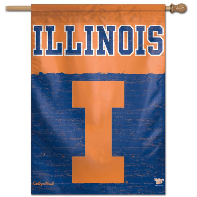 Bandera vertical de Illinois Fighting Illini/College Vault VAULT de 28" x 40"