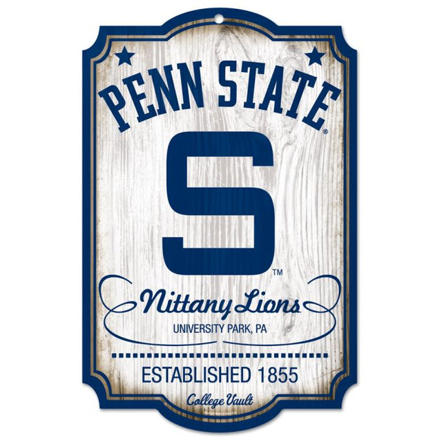 Letrero de madera de 11" x 17" con el nombre de Penn State Nittany Lions/College Vault y 1/4" de grosor