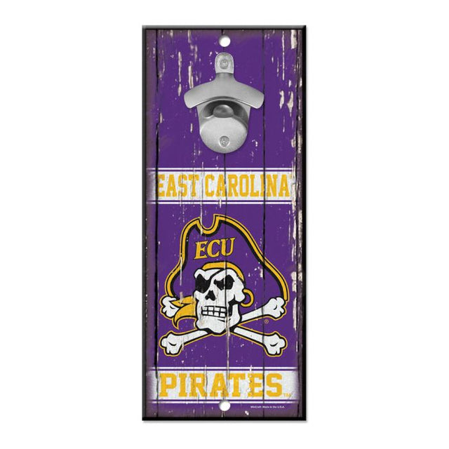 East Carolina Pirates Bottle Opener Sign 5x11