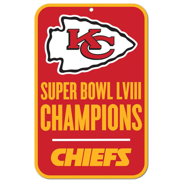 Los Kansas City Chiefs firman una placa de estireno de 11 x 17 pulgadas para los campeones del Super Bowl 58