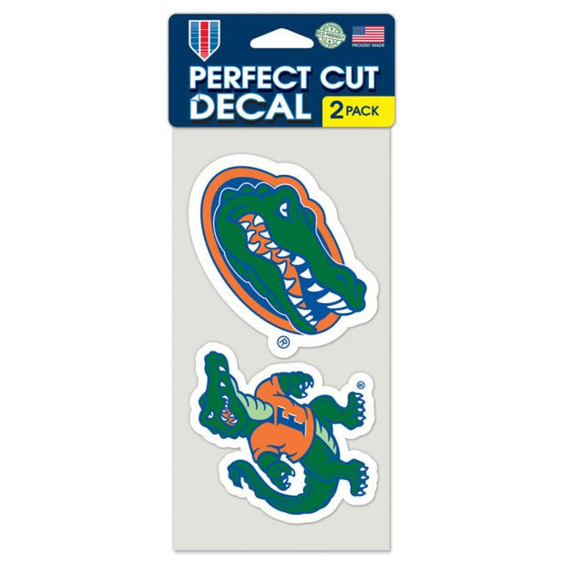 Juego de dos calcomanías de corte perfecto de Florida Gators de 4" x 4"