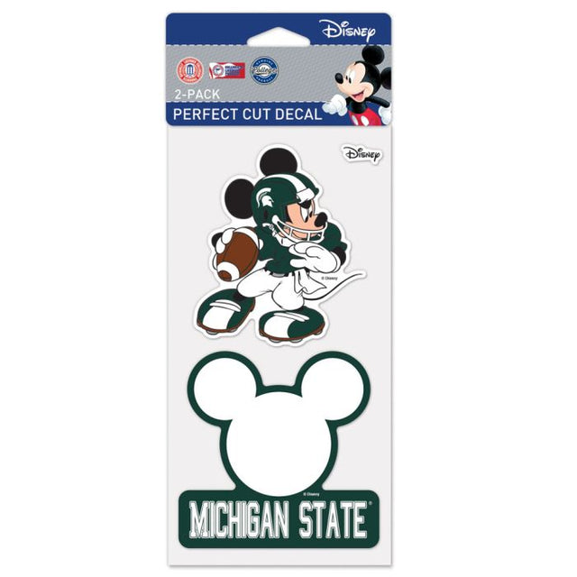 Juego de dos calcomanías de corte perfecto de Disney de Michigan State Spartans, 4 x 4 pulgadas