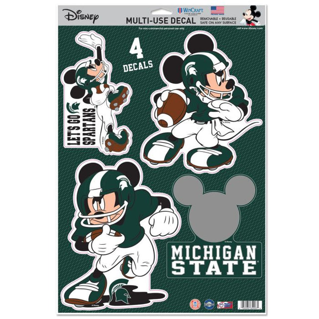 Calcomanía multiusos de fútbol americano de Mickey Mouse de Disney/Michigan State Spartans, 11" x 17"