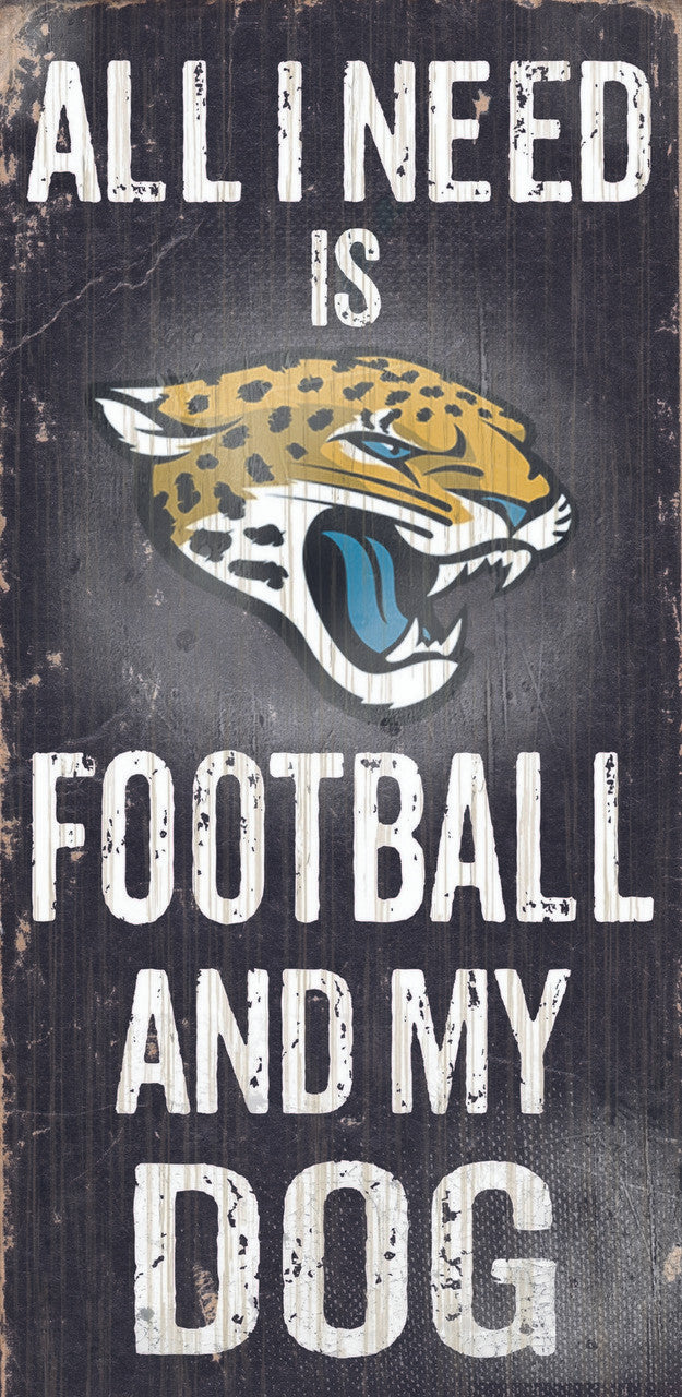 Letrero de madera de los Jacksonville Jaguars: fútbol y perro, 6 x 12 pulgadas