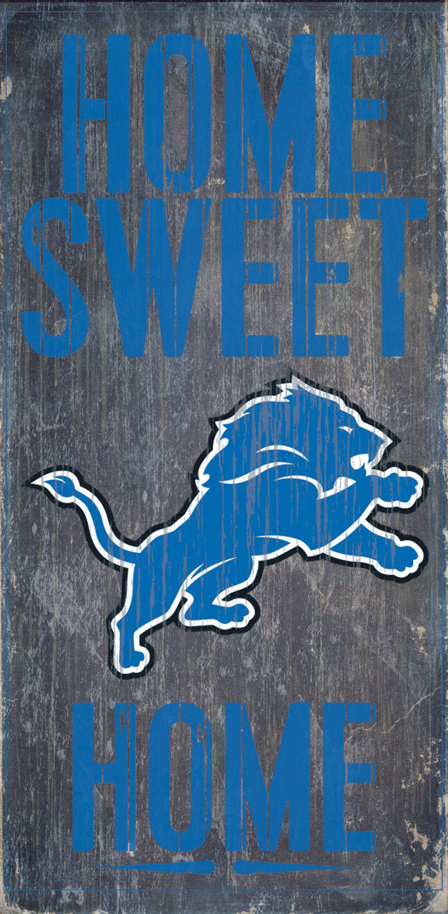 Letrero de madera de los Detroit Lions: Hogar, dulce hogar, 6" x 12"