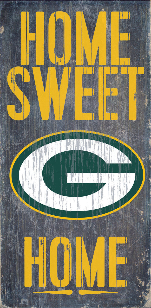 Letrero de madera de los Green Bay Packers: Hogar, dulce hogar, 6" x 12"