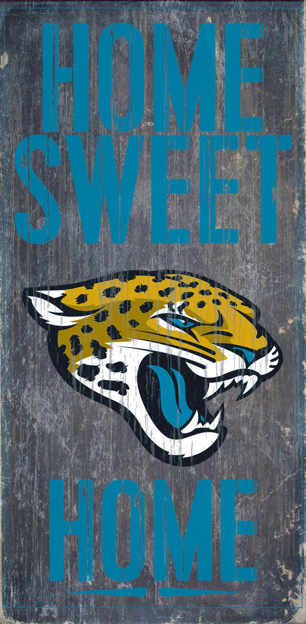 Letrero de madera de los Jacksonville Jaguars: Hogar, dulce hogar, 6" x 12"