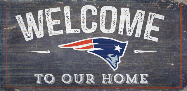 Letrero de madera de los New England Patriots de 6 x 12 pulgadas. Bienvenido a nuestro diseño de hogar
