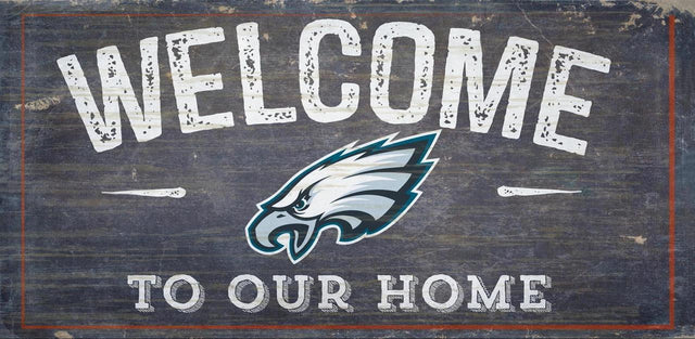 Letrero de madera de los Philadelphia Eagles de 6 x 12 pulgadas. Bienvenido a nuestro diseño de hogar
