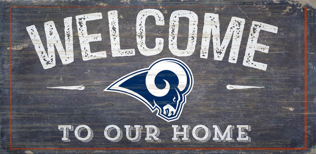Letrero de madera de Los Angeles Rams de 6 x 12 pulgadas Bienvenido a nuestro diseño de hogar