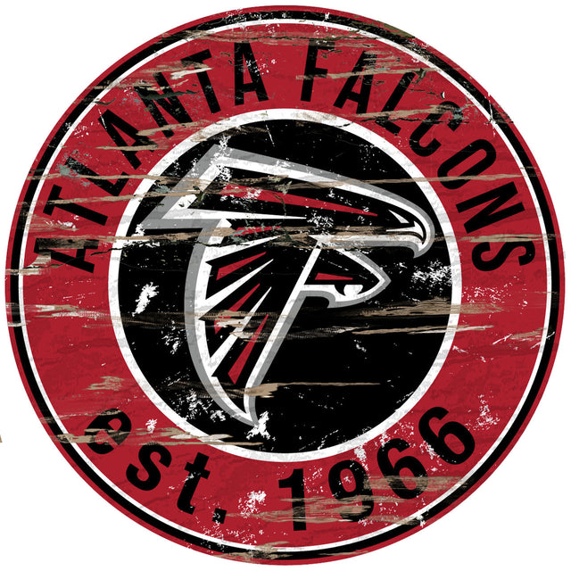 Letrero de madera de los Atlanta Falcons, redondo, 24"