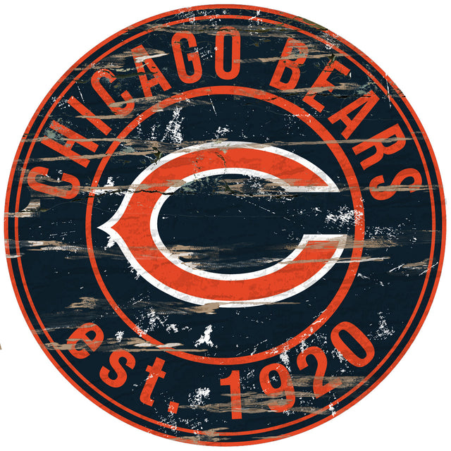 Letrero de madera de los Chicago Bears, redondo, 24"