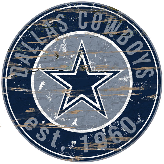 Letrero de madera de los Dallas Cowboys, redondo, 24"