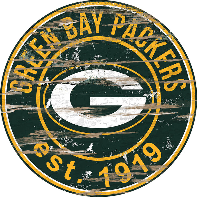 Letrero de madera de los Green Bay Packers, redondo, 24"