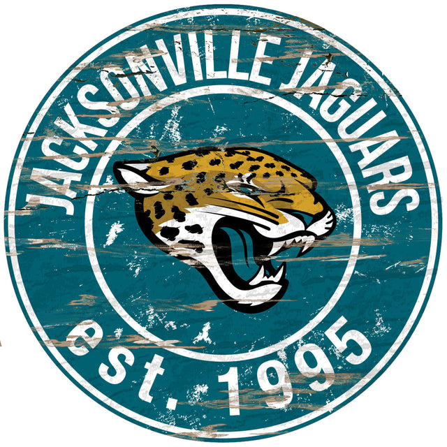 Letrero de madera de los Jacksonville Jaguars, redondo, 24"