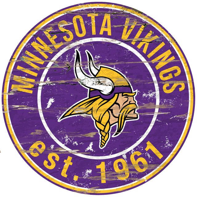 Minnesota Vikings Wood Sign - 24" Round