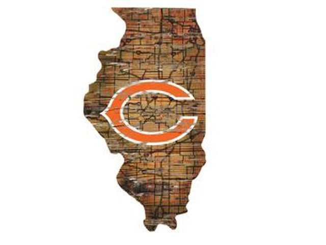 Letrero de madera de los Chicago Bears: arte mural estatal
