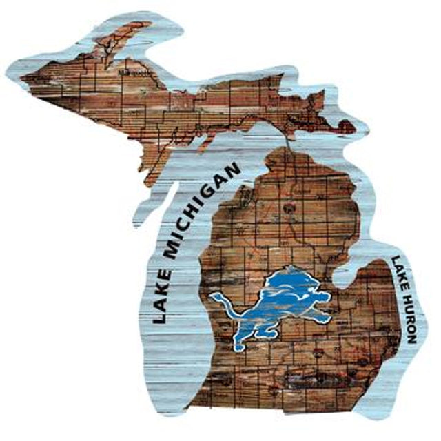 Letrero de madera de los Detroit Lions: arte mural estatal