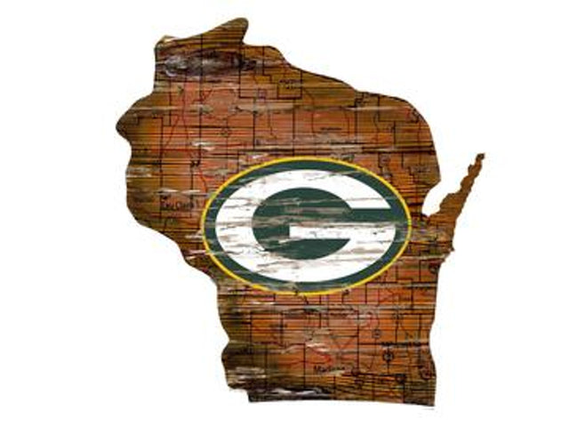 Letrero de madera de los Green Bay Packers: arte mural estatal
