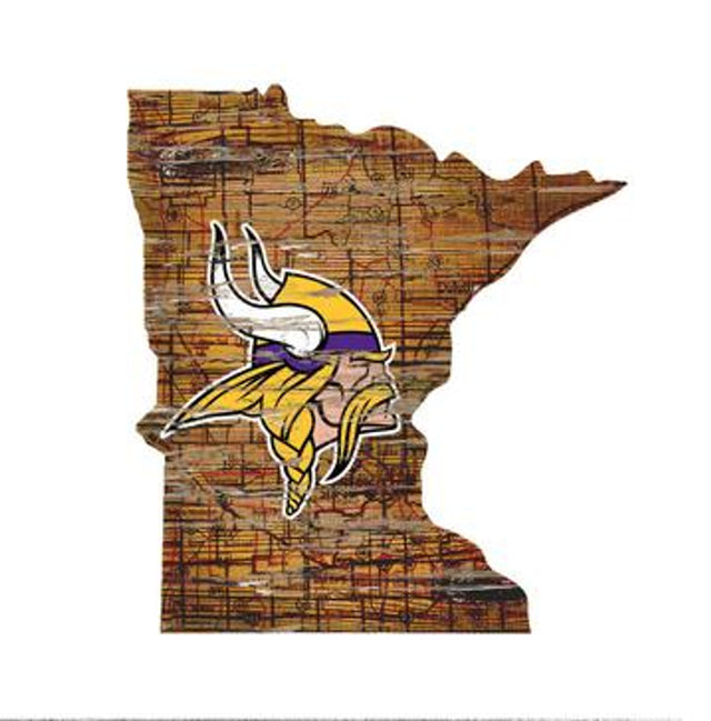 Minnesota Vikings Sign Wood 24" State Wall Art Design