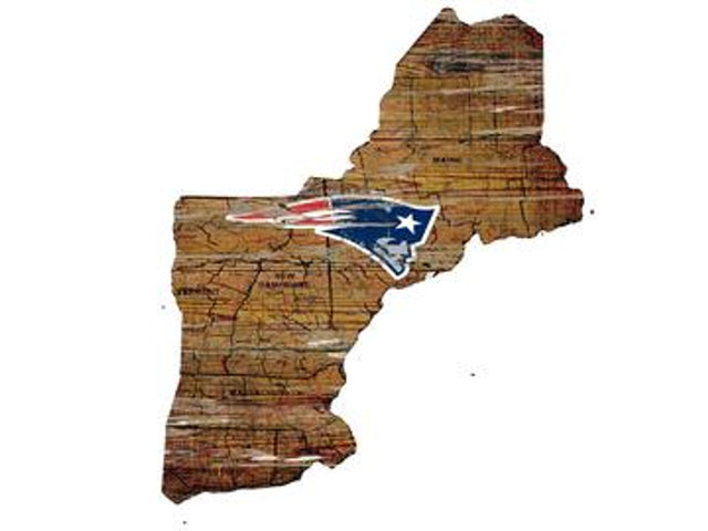 Letrero de madera de los New England Patriots: arte mural estatal