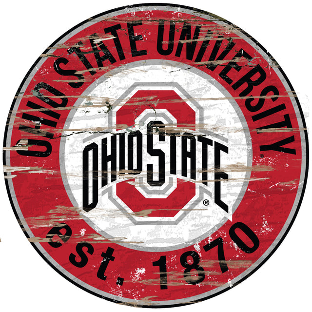 Ohio State Buckeyes Wood Sign - 24" Round