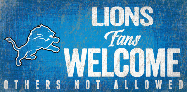 Letrero de madera de los Detroit Lions: "Bienvenidos los fanáticos", 12 x 6