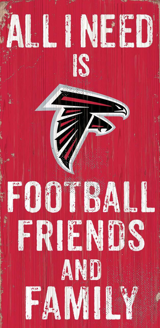 Letrero de madera de los Atlanta Falcons de 6 x 12 pulgadas con diseño de fútbol para amigos y familiares
