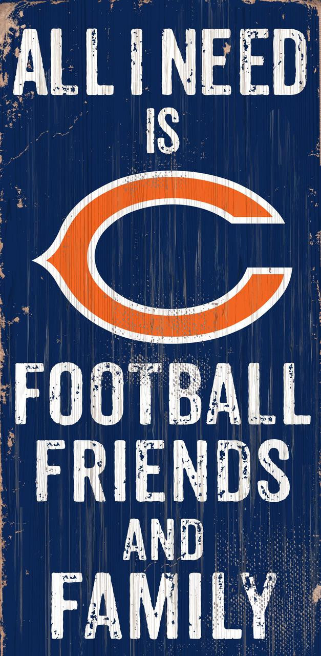 Chicago Bears Sign Wood 6x12 Football Friends and Family Design Color
