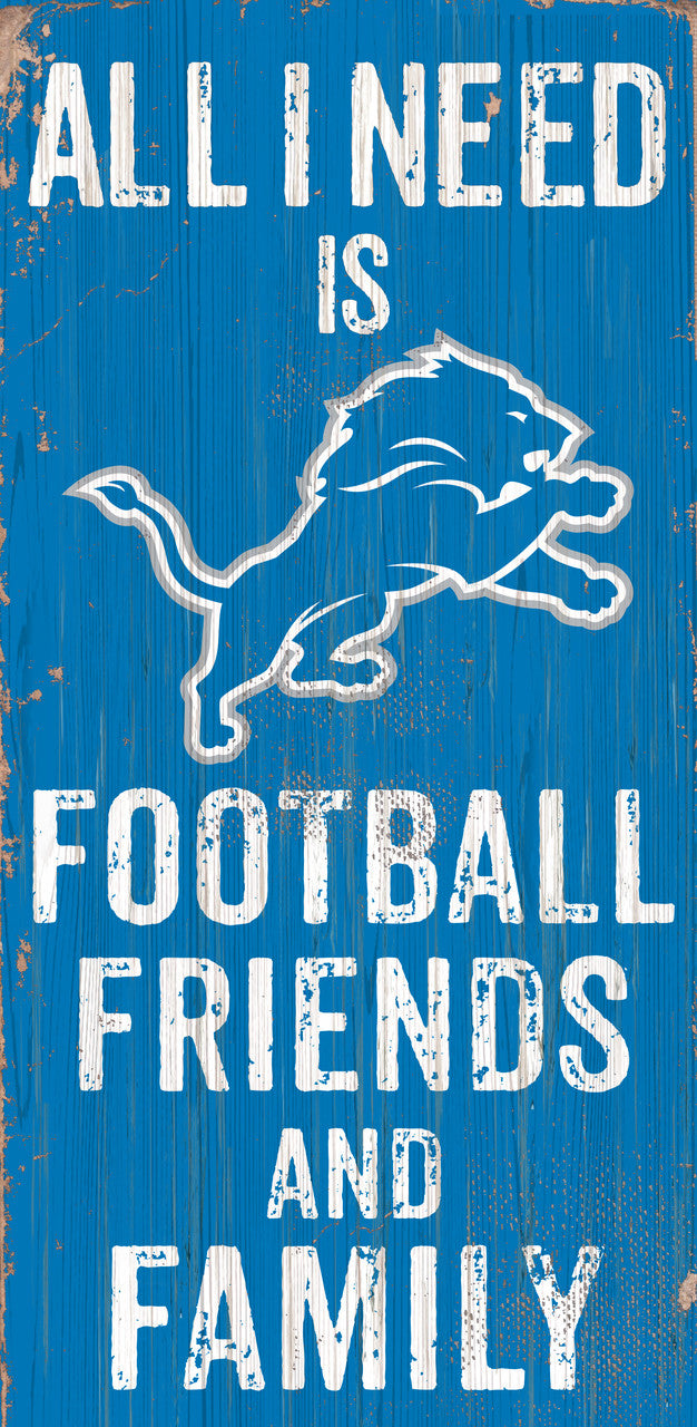 Letrero de madera de los Detroit Lions de 6 x 12 pulgadas con diseño de fútbol para amigos y familiares