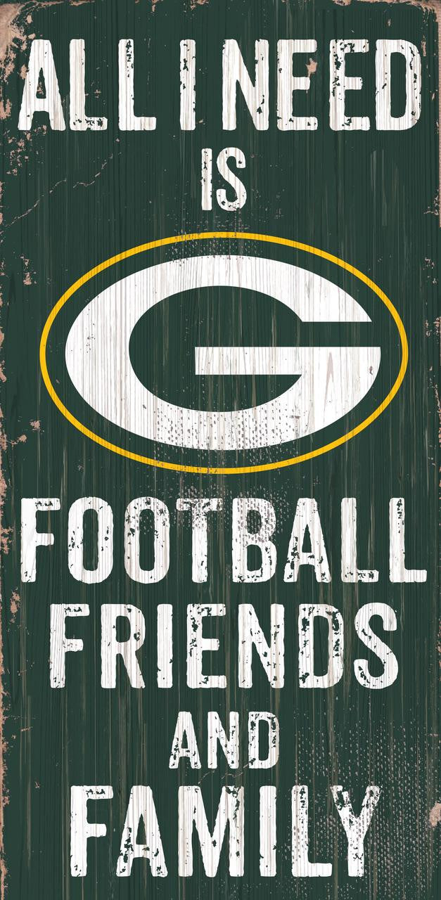Letrero de madera de los Green Bay Packers de 6 x 12 pulgadas con diseño de fútbol para amigos y familiares