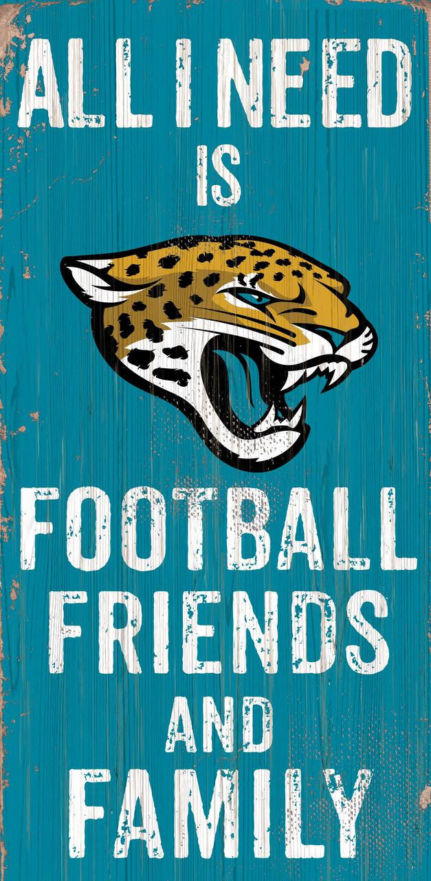 Letrero de madera de los Jacksonville Jaguars de 6 x 12 pulgadas, diseño de fútbol para amigos y familiares, color