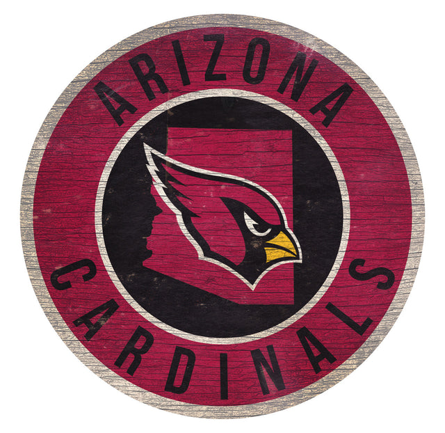 Letrero de madera de los Arizona Cardinals de 12" redondo con diseño del estado