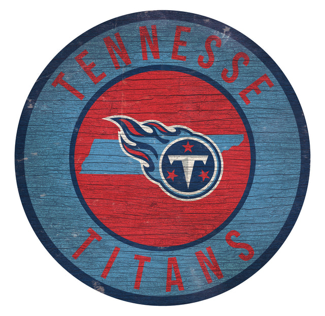 Letrero de madera de los Tennessee Titans de 12" redondo con diseño del estado