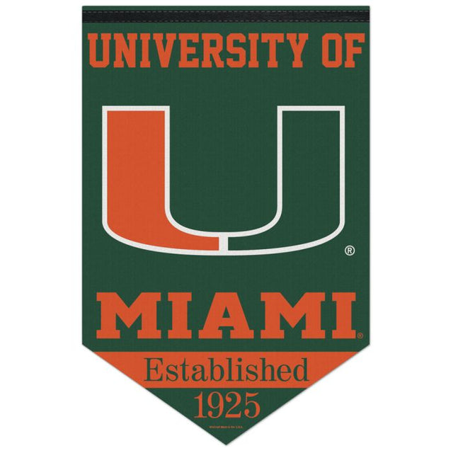 Pancarta de fieltro premium de los Miami Hurricanes de 17" x 26"
