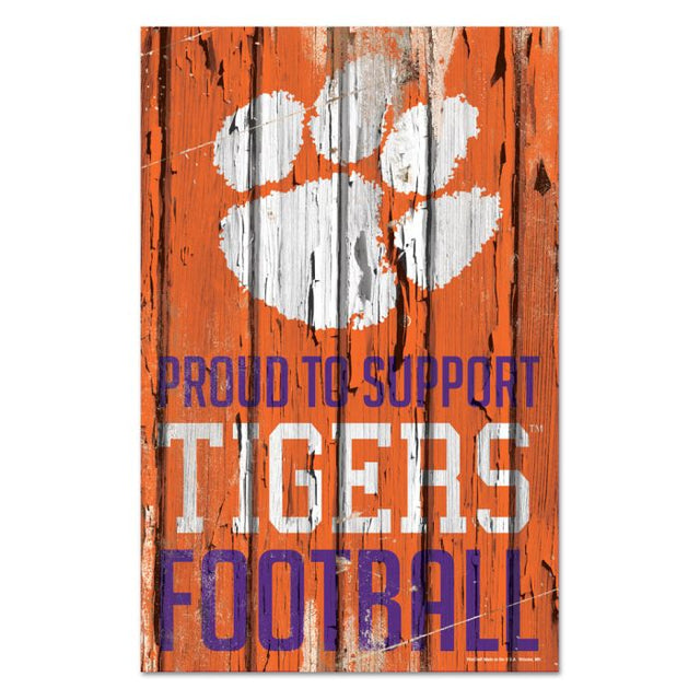 Clemson Tigers Wood Sign 11" x 17" 1/4" thick