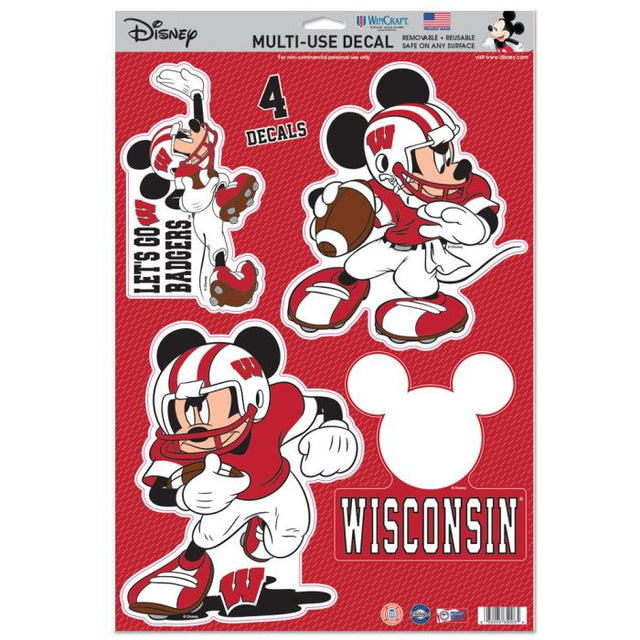 Calcomanía multiusos de Wisconsin Badgers/Disney, 11" x 17"