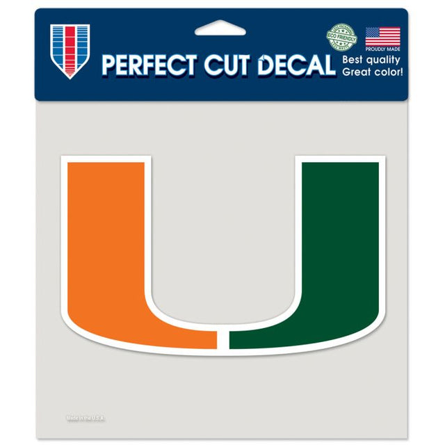 Calcomanía de color de corte perfecto de los Miami Hurricanes de 8" x 8"