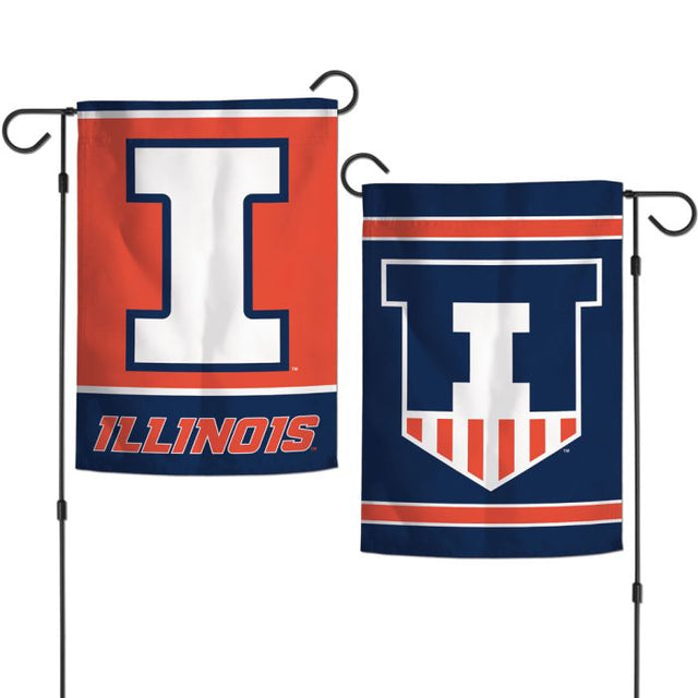 Banderas de jardín de Illinois Fighting Illini de 2 lados, 12,5" x 18"