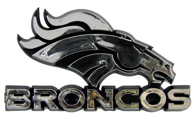 Emblema para automóvil de los Denver Broncos, color plateado