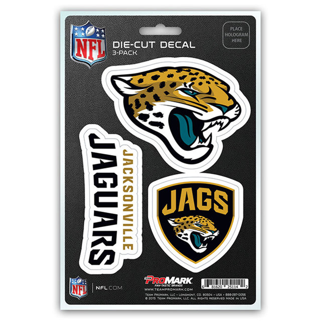 Paquete de 3 calcomanías troqueladas del equipo Jacksonville Jaguars