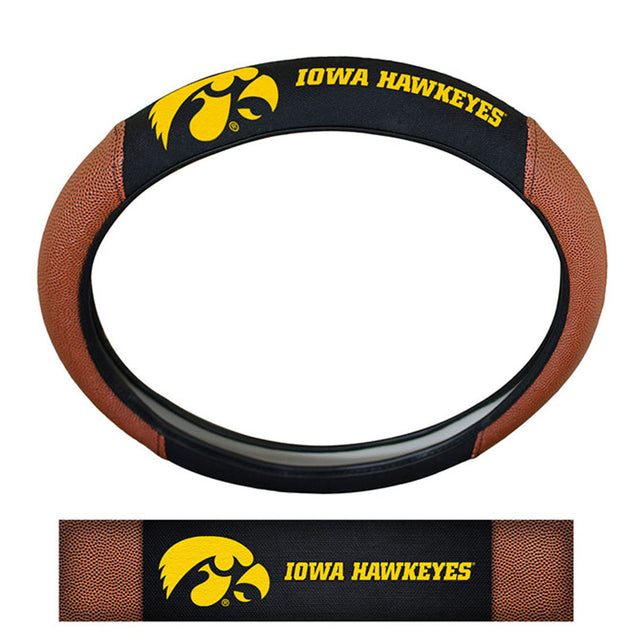 Iowa Hawkeyes Steering Wheel Cover Premium Pigskin Style