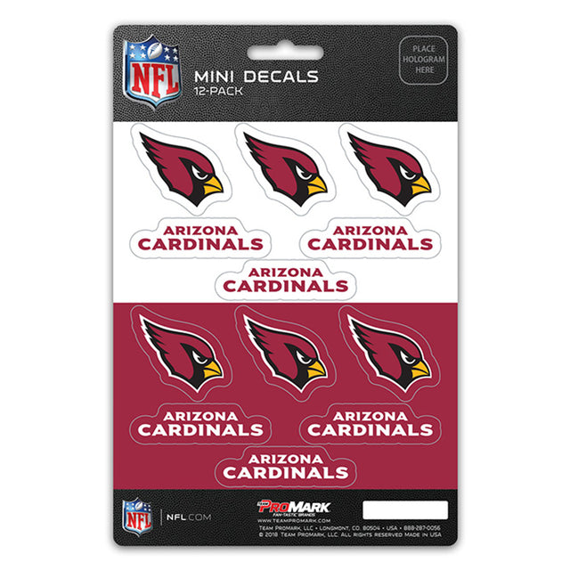 Juego de calcomanías de los Arizona Cardinals, paquete de 12 unidades