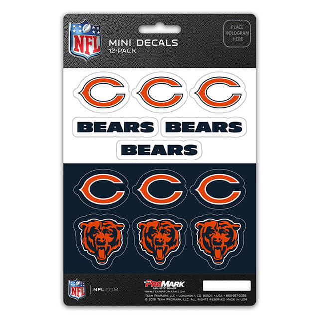 Juego de 12 calcomanías pequeñas de los Chicago Bears