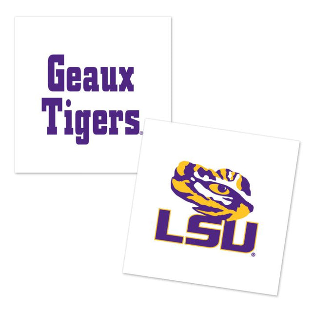 LSU Tigers Two Designs Tattoo 4 pack