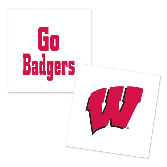 Paquete de 4 tatuajes de dos diseños de Wisconsin Badgers