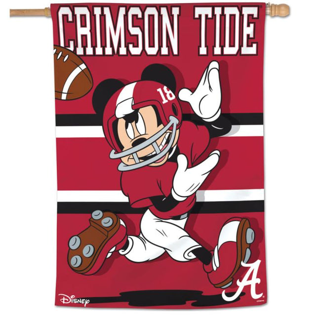 Bandera vertical de fútbol americano de Mickey Mouse de Alabama Crimson Tide/Disney de 28" x 40"